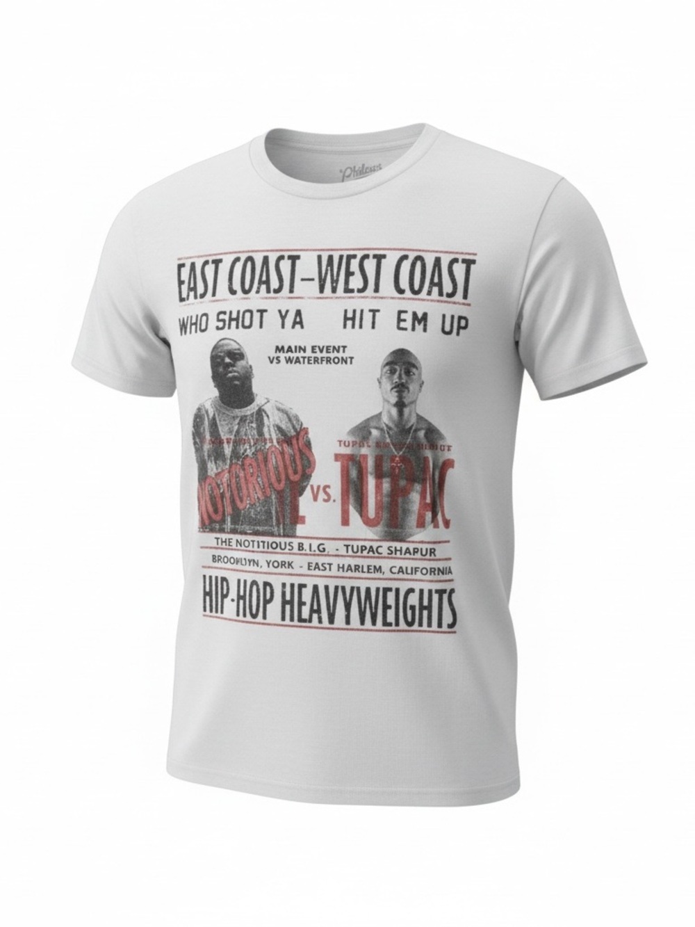 Biggie vs Tupac Hip Hop Heavyweights Graphic Tee White Medium